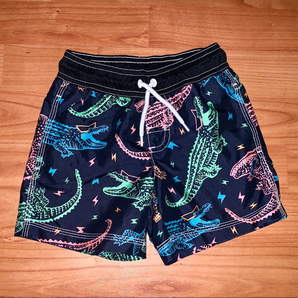 Gymboree Neon Alligator Swim Suit Trunks tie waist